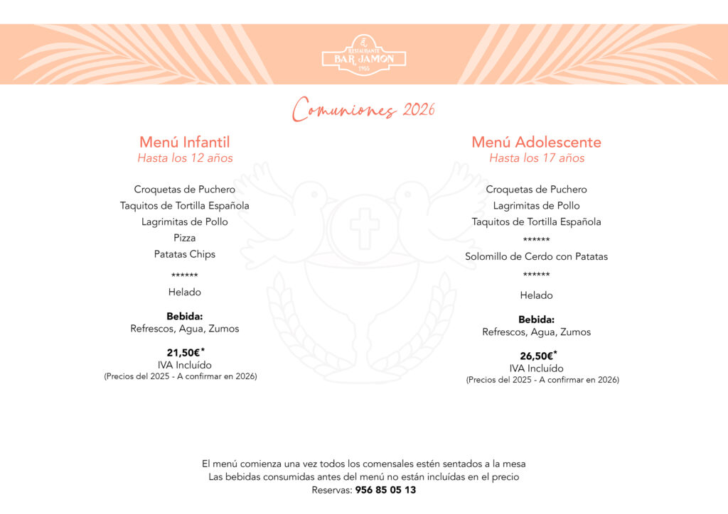 menus de comuniones 